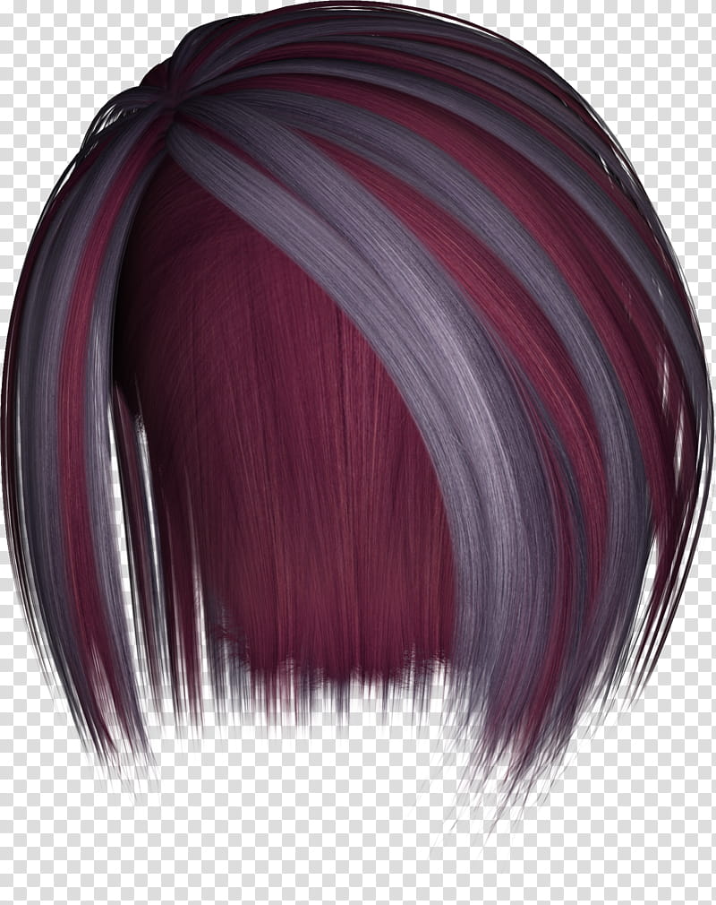 Hairstylez , ash gray and maroon hair wig transparent background PNG clipart