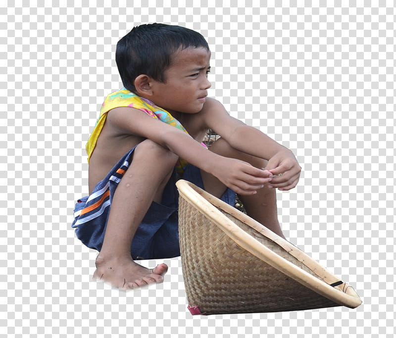 Farmers, boy wearing blue shorts sitting besides brown sakkat hat transparent background PNG clipart