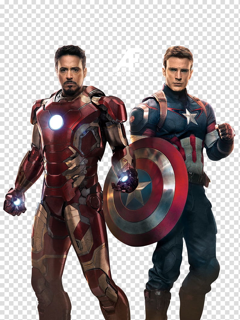 The Avengers Age Of Ultron RENDER, Iron Man and Captain America standing side by side transparent background PNG clipart