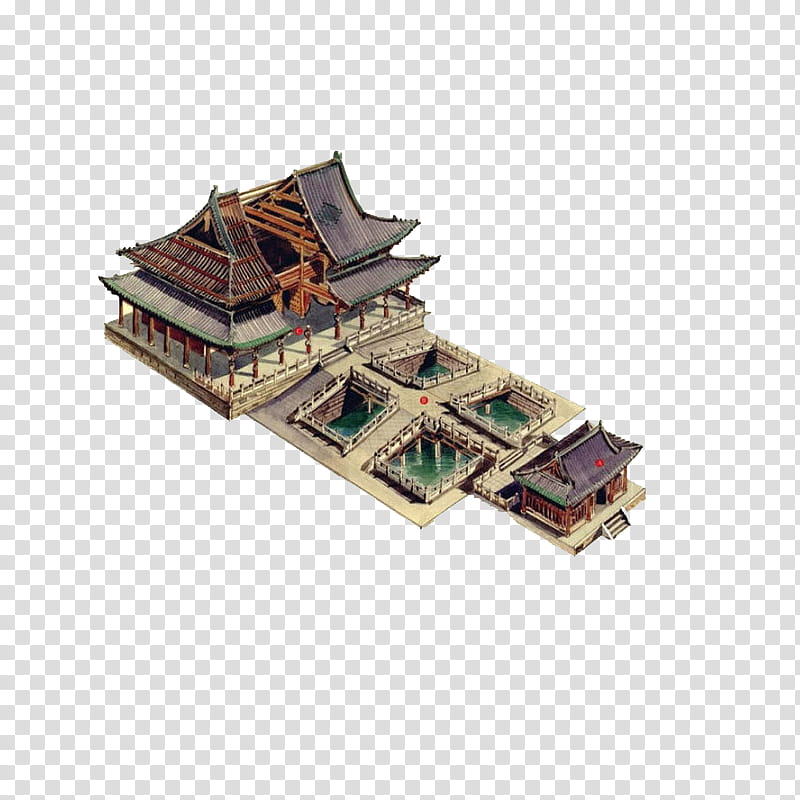 Chinese Architecture, brown and gray castle illustration transparent background PNG clipart