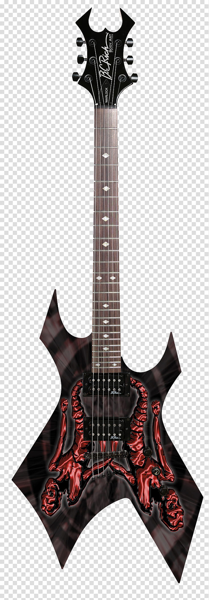 black and red warlock electric guitar transparent background PNG clipart