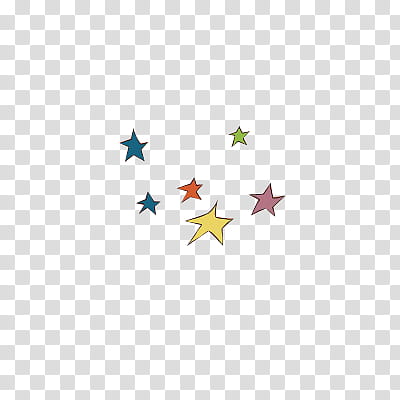 six assorted-color star drawing transparent background PNG clipart