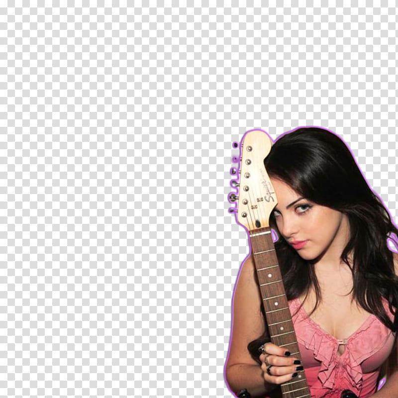 Elizabeth Gillies, woman in pink top holding guitar transparent background PNG clipart