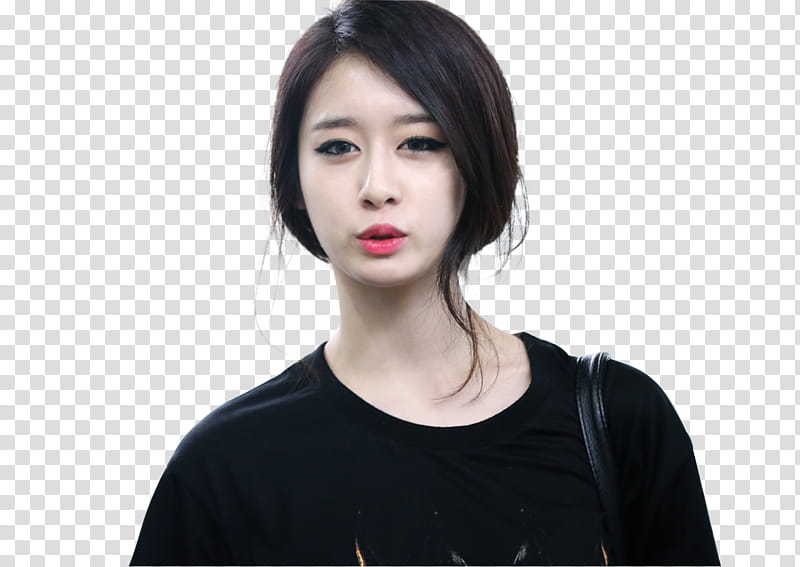 Park Ji-Yeon wearing black crew-neck shirt transparent background PNG clipart