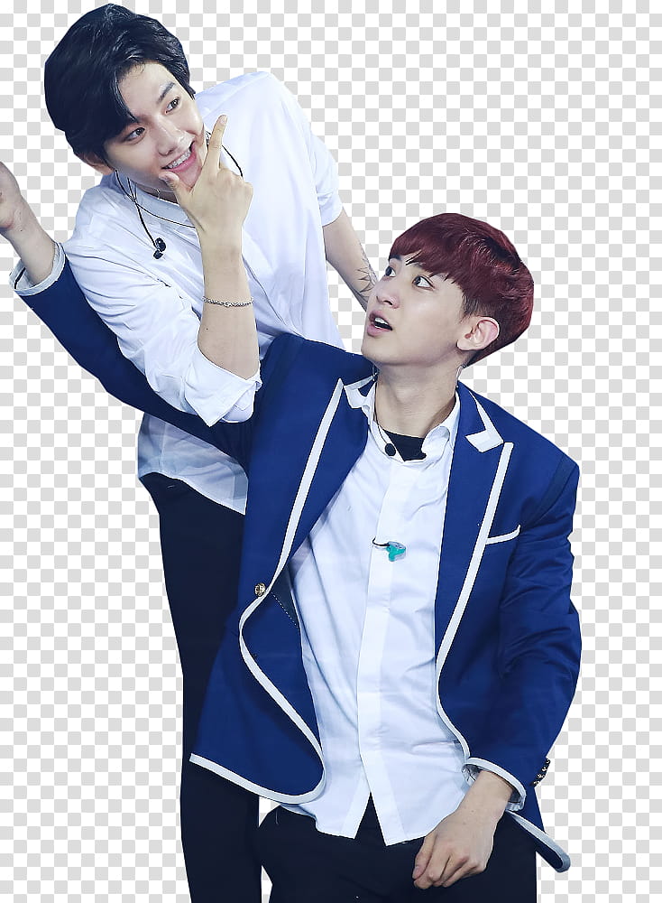 ChanBaek The Lost Planet, man wearing black dress shirt and blue jacket transparent background PNG clipart