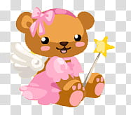 Peluches s, pink dressed angel bear transparent background PNG clipart