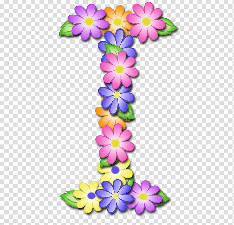 Letras , multicolored floral I letter transparent background PNG clipart