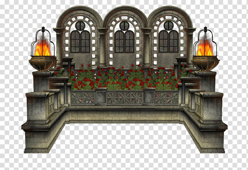 medieval structure , gray middle ages castle with lamp post transparent background PNG clipart