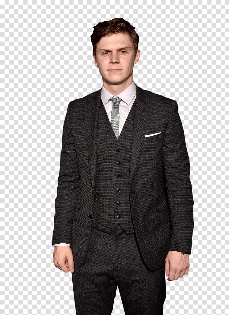 Evan Peters , standing man wearing black suit outfit transparent background PNG clipart