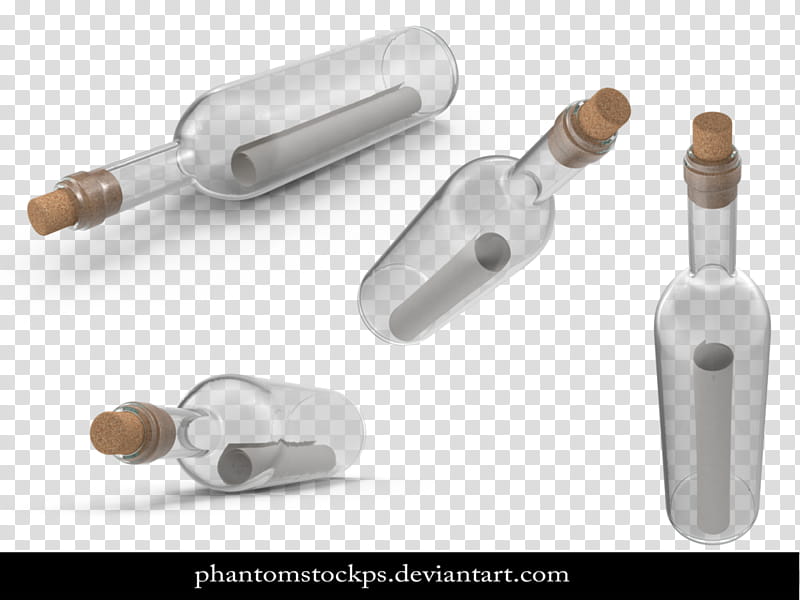 Bottle, four clear glass bottles collage transparent background PNG clipart