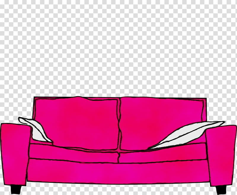 Watercolor, Paint, Wet Ink, Couch, Pillow, Furniture, Table, Sofa Bed transparent background PNG clipart