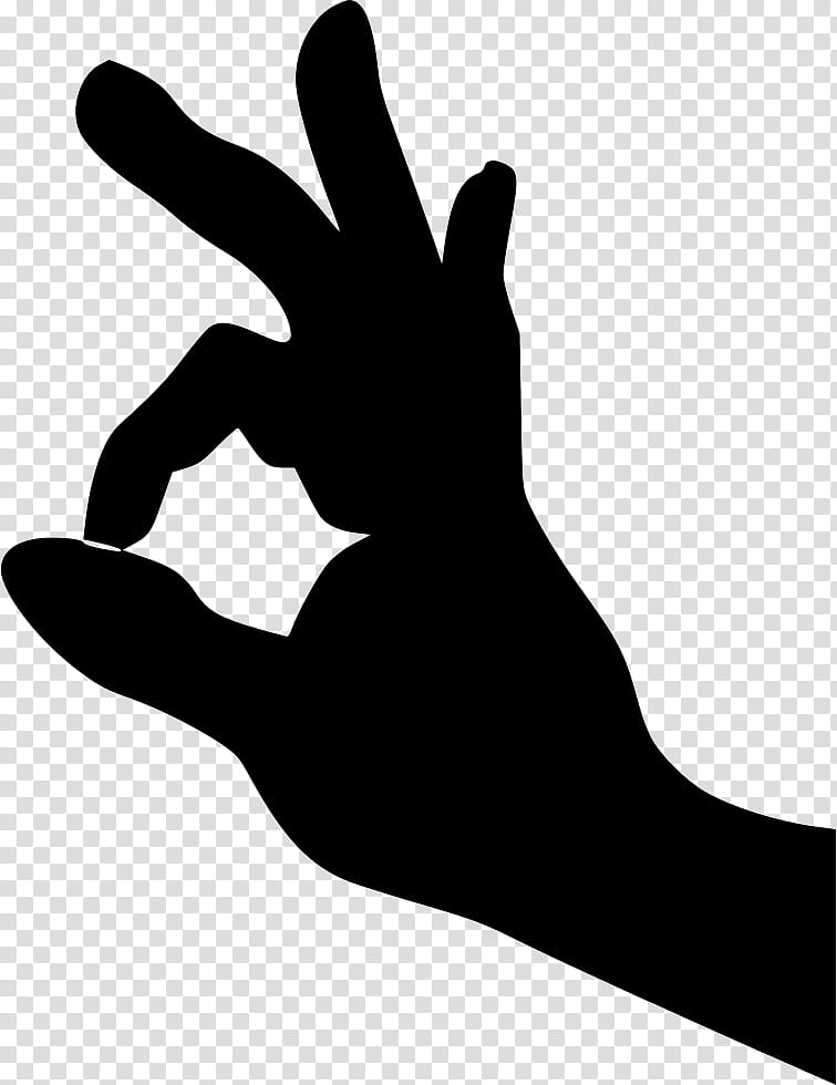 Finger Hand, Ok Gesture, Thumb, Index Finger, Arm, Wrist, Glove, Blackandwhite transparent background PNG clipart