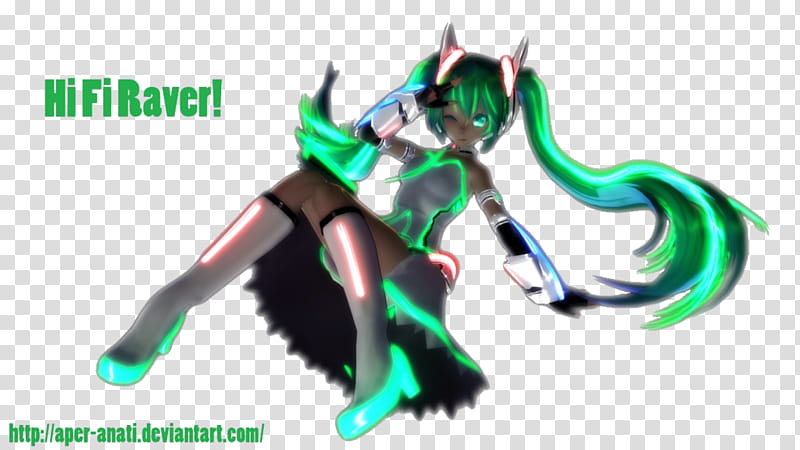 MMD TDA Hatsune Miku, Hi Fi Raver! (VIDEO) transparent background PNG clipart