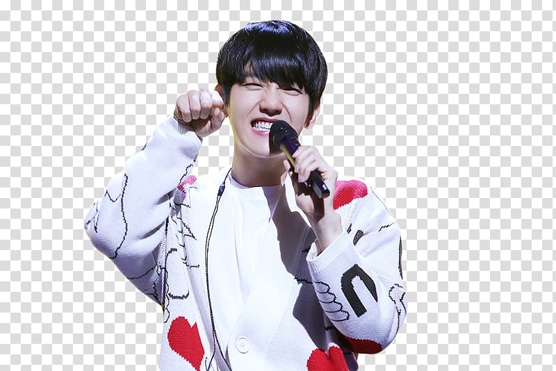 BAEKHYUN EXO, man holding microphone transparent background PNG clipart