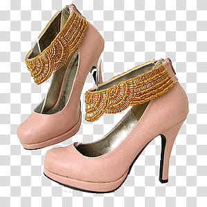 I feel like a princess I, pair of beige heeled shoes transparent background PNG clipart