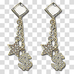 pair of silver star and dollar sign earrings transparent background PNG clipart