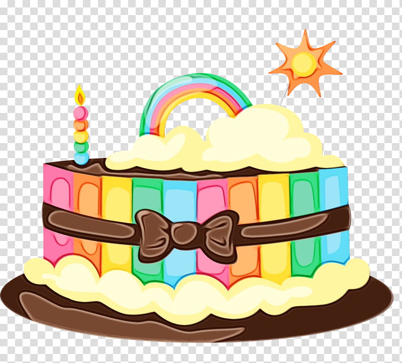Birthday cake, Watercolor, Paint, Wet Ink, Torte, Cream, Buttercream ...