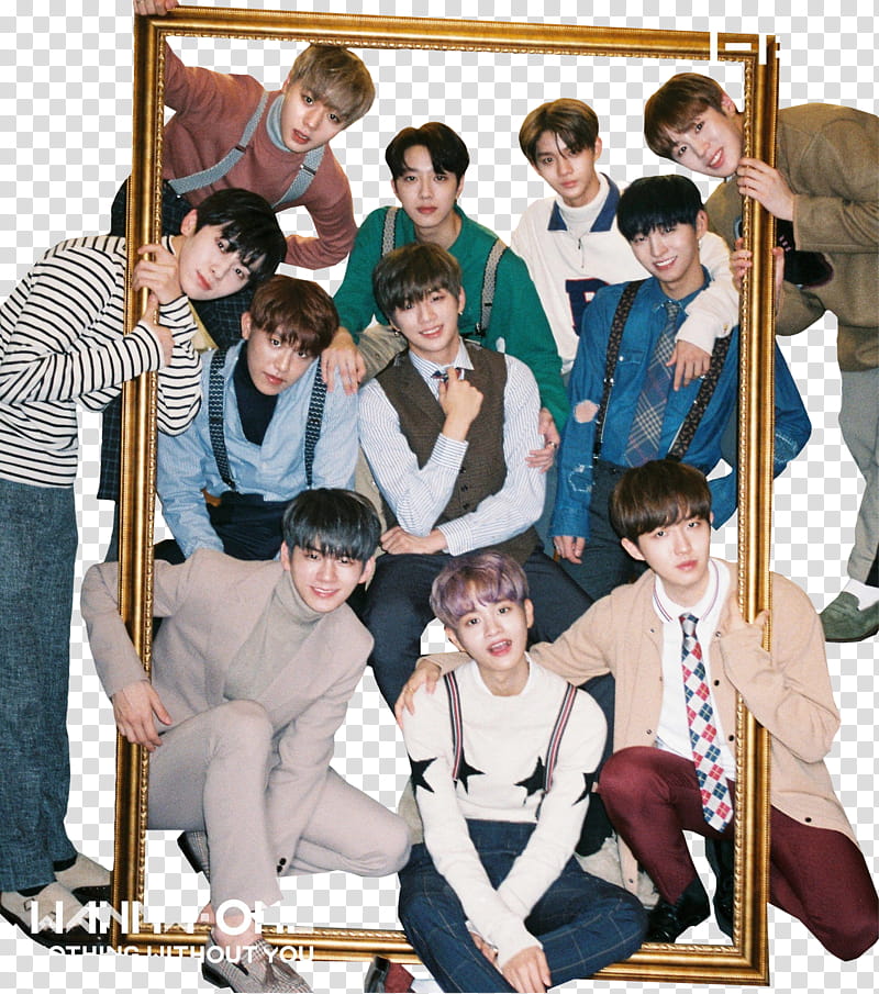 WANNA ONE NOTHING WITHOUT YOU, group of men holding frame transparent background PNG clipart