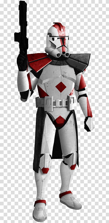 Commander Trell, red and white Star Wars Trooper transparent background PNG clipart