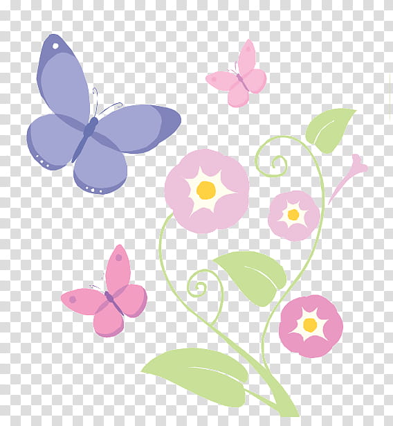 Lilac Flowers And Butterflies transparent background PNG clipart