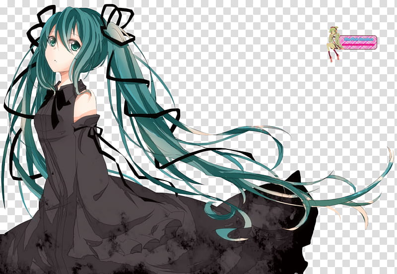 Renders VOCALOID, long-blue-haired female character wearing black dress transparent background PNG clipart Renders VOCALOID, long-blue-haired female character wearing black dress transparent background PNG clipart