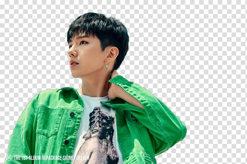 MONSTA X Shine Forever, male artist wearing green top transparent background PNG clipart