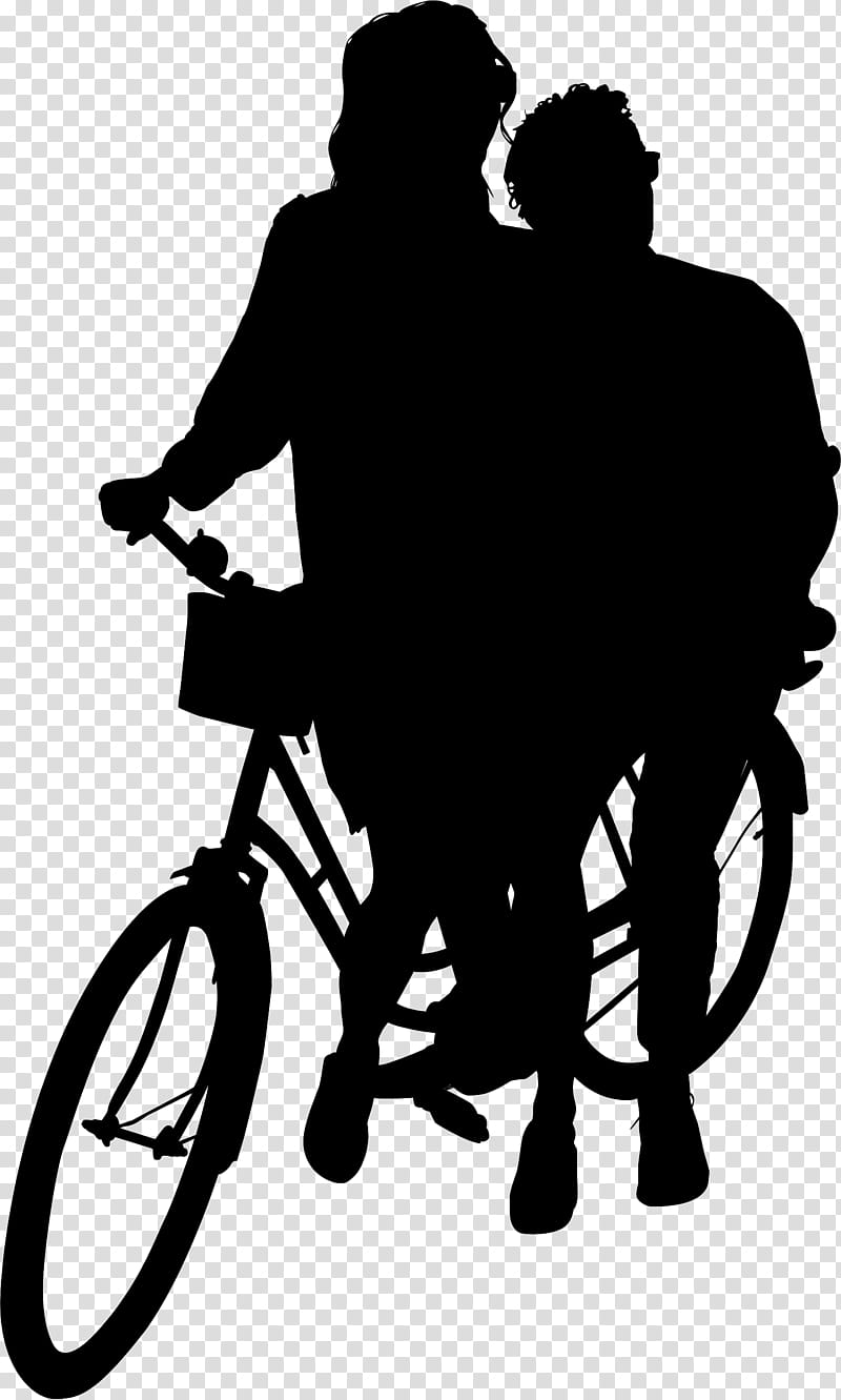 Bicycle, Hybrid Bicycle, Cycling, Human, Silhouette, Behavior, Vehicle, Blackandwhite transparent background PNG clipart