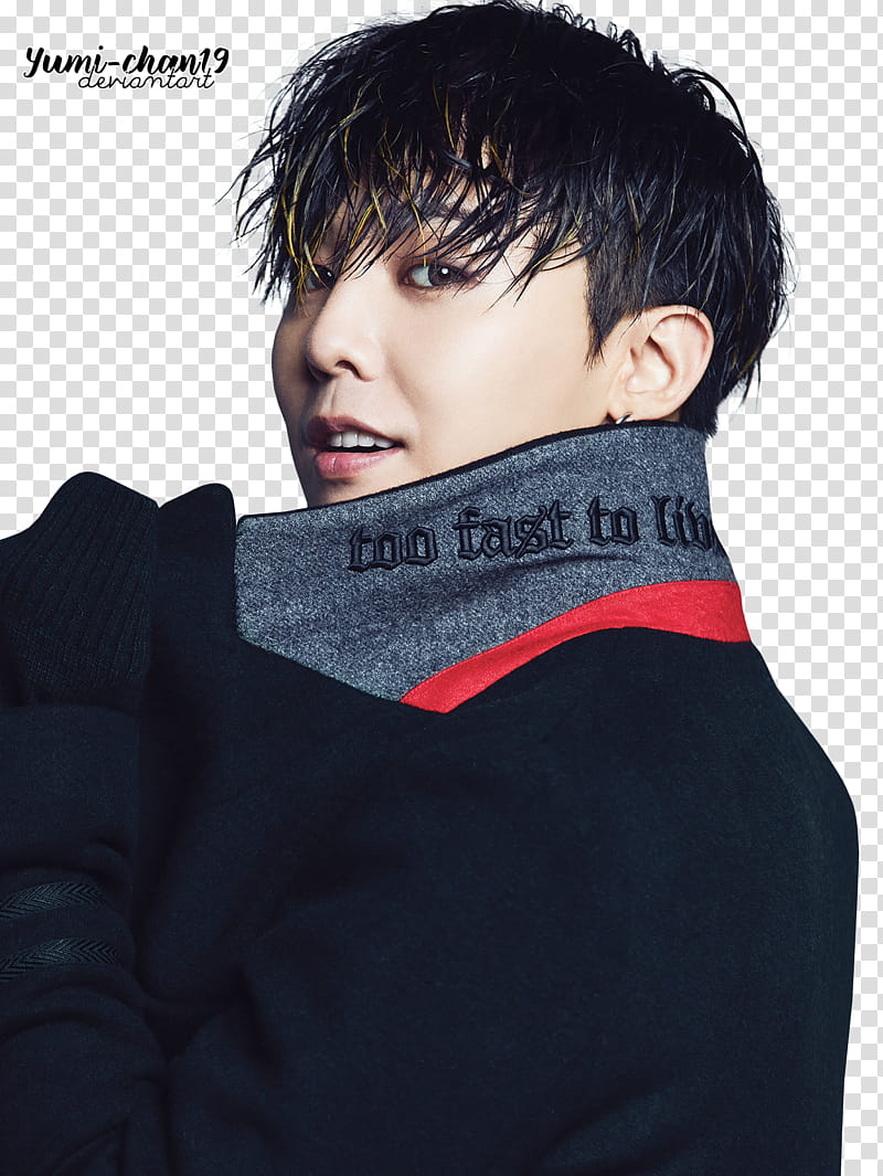 G Dragon, man wearing black and gray coat transparent background PNG clipart