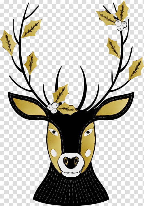 Reindeer, Watercolor, Paint, Wet Ink, Elk, Wildlife, Antler, Horn transparent background PNG clipart