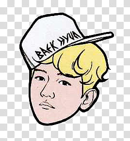 EXO SHINee Albums, white and yellow boy face with cap illustration transparent background PNG clipart
