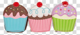 Cupcake Set , three assorted-flavor cupcake illustration transparent background PNG clipart
