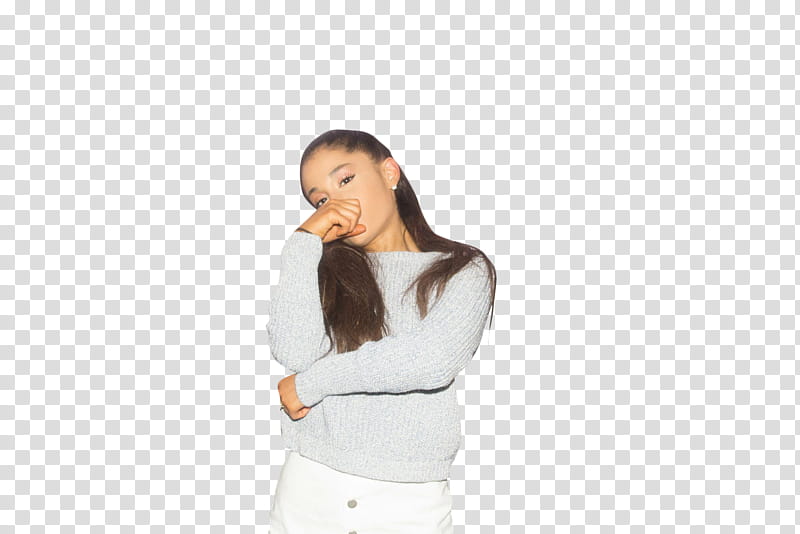 Ariana Grande , woman touching her mouth with right hand transparent background PNG clipart