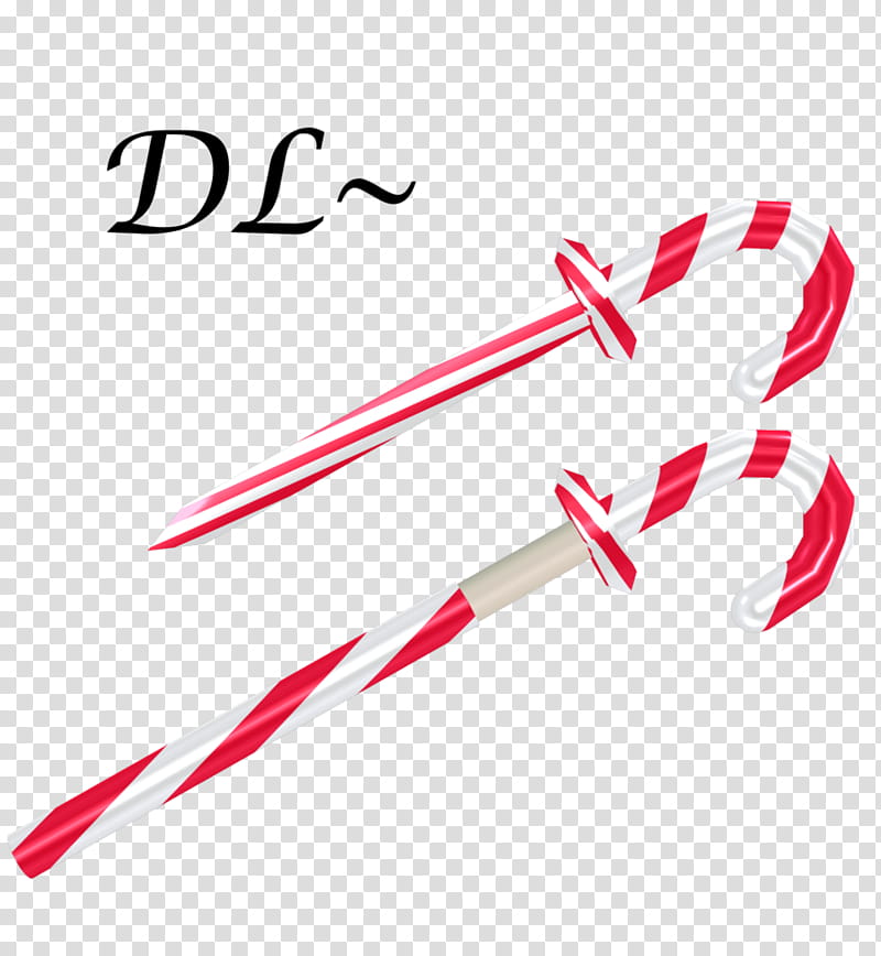 Candy Cane Sword dl, two red-ad-white cane transparent background PNG clipart