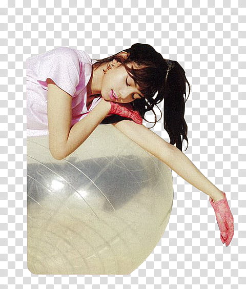 Lisa BLACKPINK NYLON JAPAN, woman lying on stability ball transparent background PNG clipart