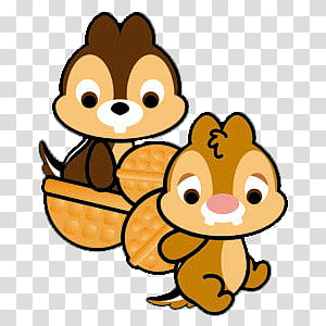 Disney Cute, two squirrels with chestnuts art transparent background PNG clipart