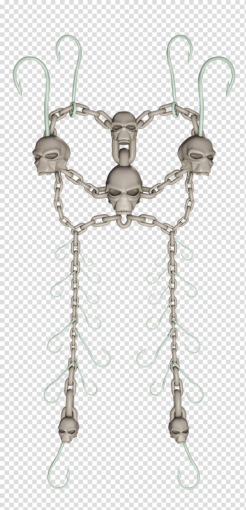 Chain Things, silver-colored skull jewelry transparent background PNG clipart