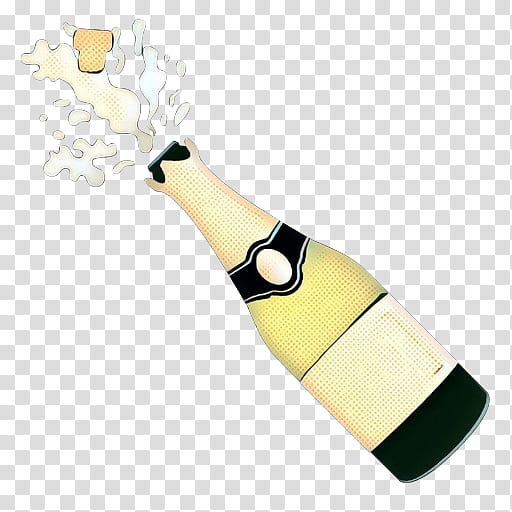 Champagne Bottle, Pop Art, Retro, Vintage, Glass Bottle, Wine, Wine Bottle, Yellow transparent background PNG clipart