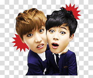 BTS Kakao Talk Emoticon Render 40p, two men in blue notched lapel suit jackets transparent background PNG clipart thumbnail