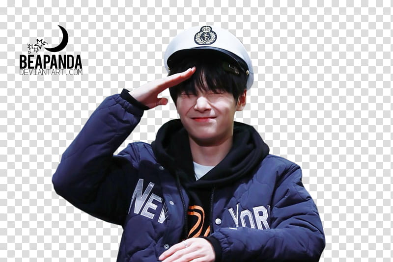Jeongin Stray Kids, man saluting while wearing blue zip-up pullover hoodie transparent background PNG clipart