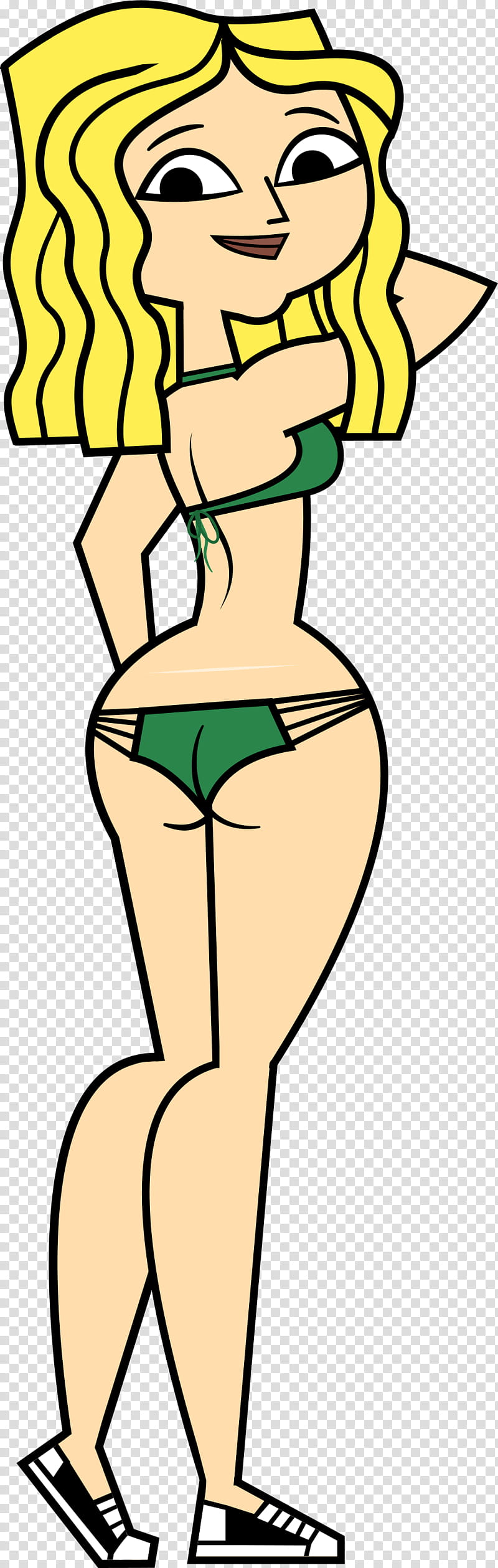 Carrie Bikini Back Pose, standing woman wearing green bikini illustration transparent background PNG clipart