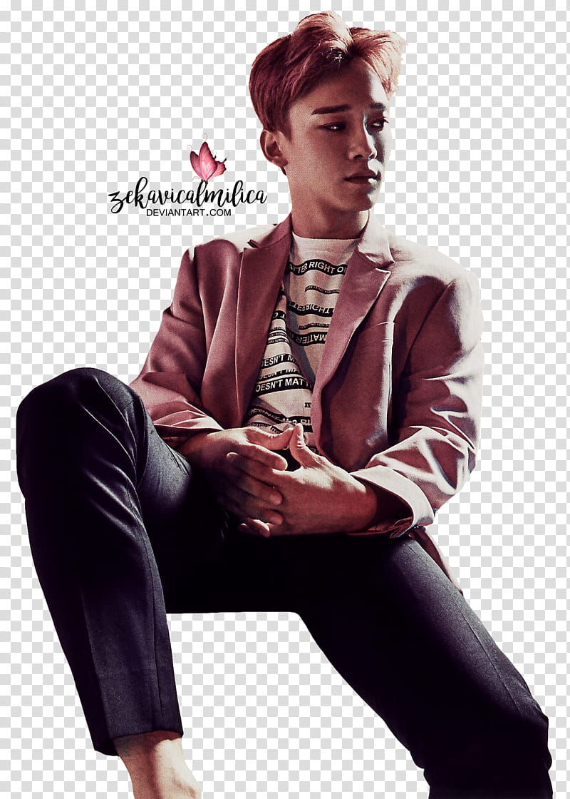 EXO Chen Countdown, man sitting transparent background PNG clipart