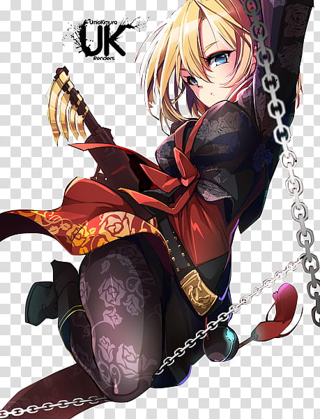 [Render] Crimson Rose, female anime character transparent background PNG clipart