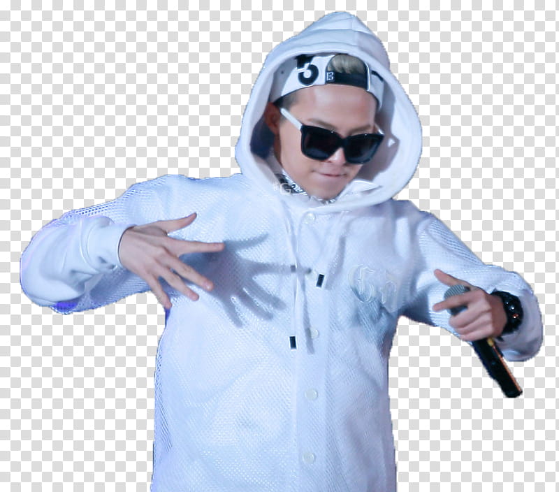 G Dragon Big Bang , man wearing white pullover hoodie transparent background PNG clipart