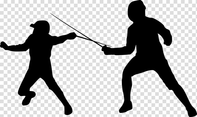 Human Fencing, Silhouette, Line, Behavior, Cold Weapon transparent background PNG clipart