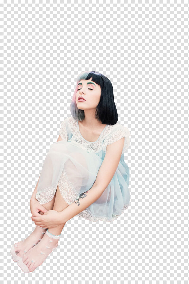 Melanie Martinez, woman in white dress sitting transparent background PNG clipart