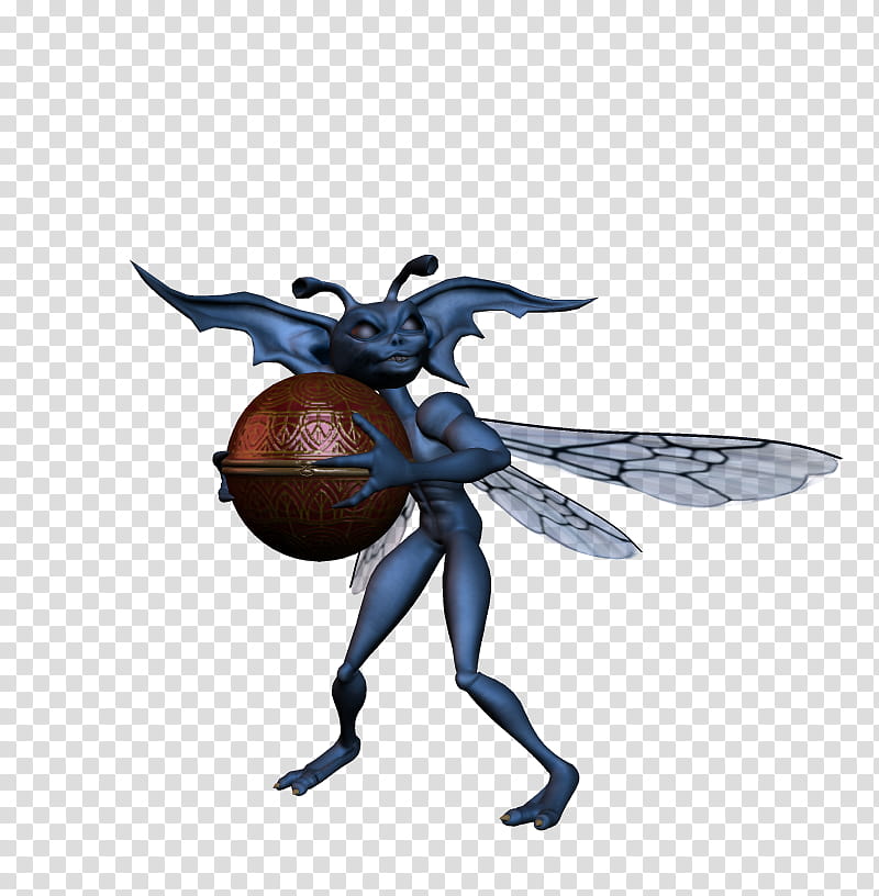 E S Pixie, winged monster holding ball illustration transparent background PNG clipart