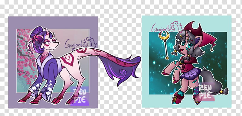 OPEN Pony adoptables collab auction, drawing of cartoon pink and violet ponies transparent background PNG clipart