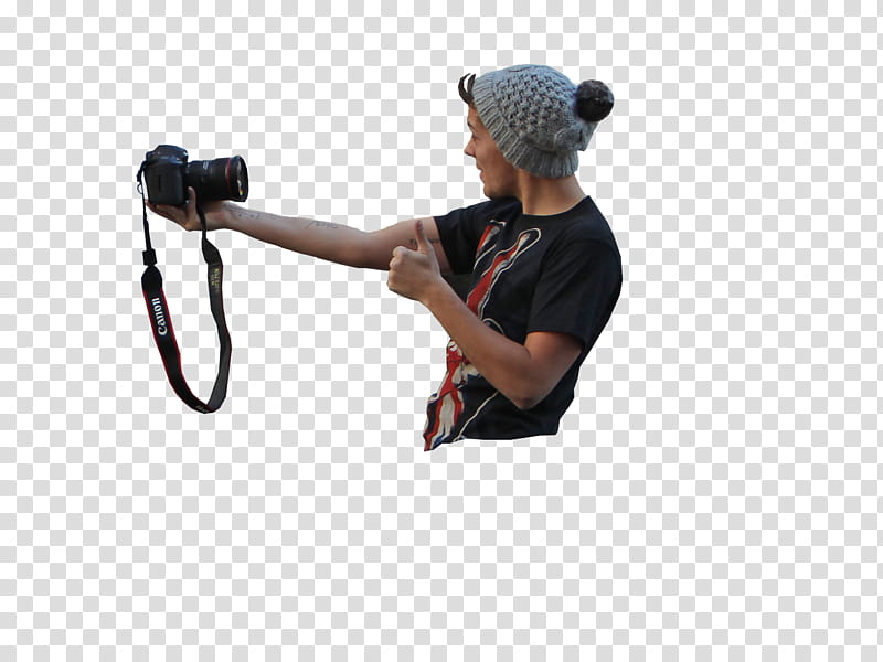 Louis Tomlinson, man holding camera and facing front of him transparent background PNG clipart