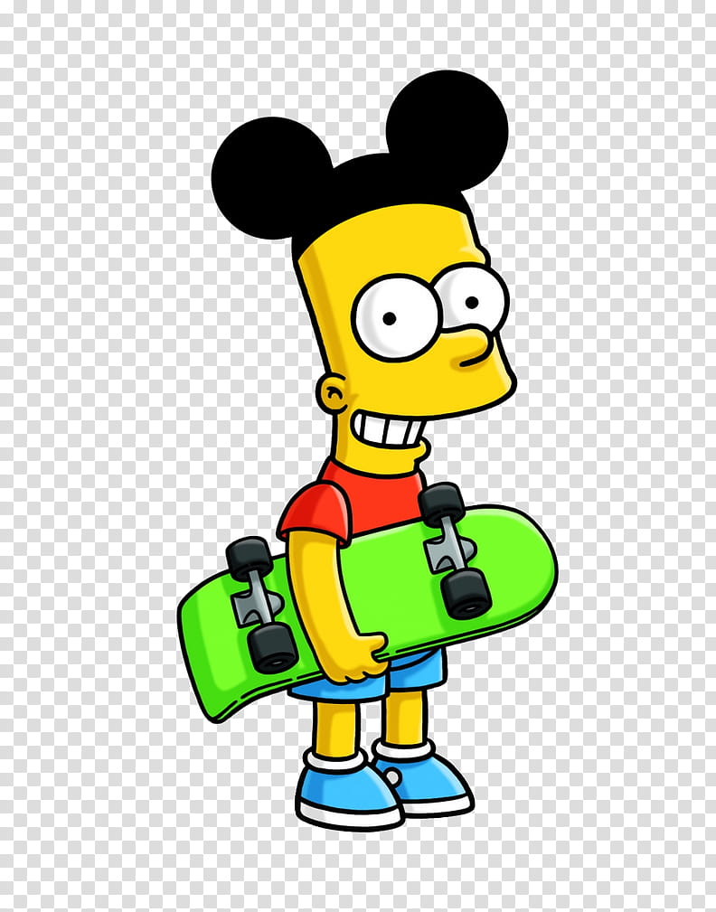 Bart Simpson with Mickey Mouse&#;s ears transparent background PNG clipart