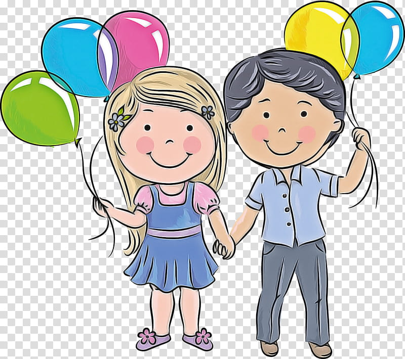 cartoon balloon friendship cheek sharing, Cartoon, Interaction, Child, Happy, Fun, Gesture, Playing With Kids transparent background PNG clipart